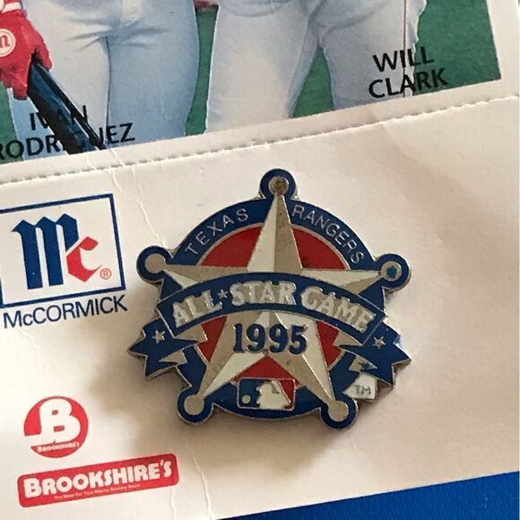 1995 Texas Rangers All Star Game Pin Card Ivan Rodriguez Will Clark - Picture 6 of 11